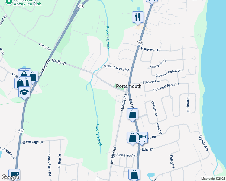 map of restaurants, bars, coffee shops, grocery stores, and more near 10 Hedly St in Portsmouth
