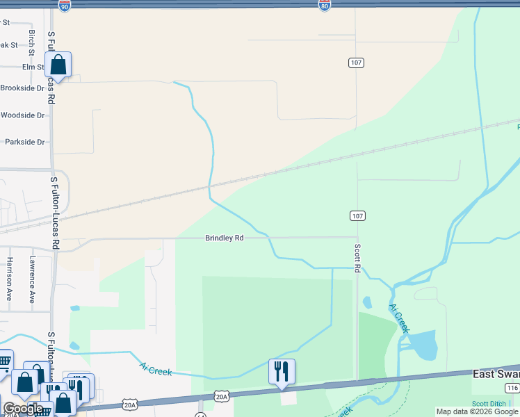 map of restaurants, bars, coffee shops, grocery stores, and more near 13646 Brindley Road in Swanton