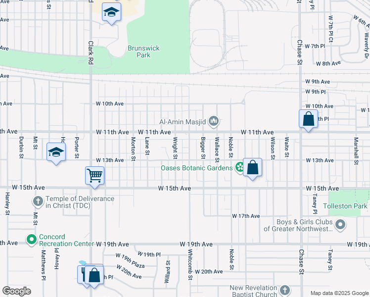 map of restaurants, bars, coffee shops, grocery stores, and more near 1144 Whitcomb Street in Gary