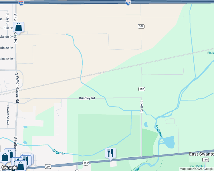 map of restaurants, bars, coffee shops, grocery stores, and more near 13646 Brindley Road in Swanton