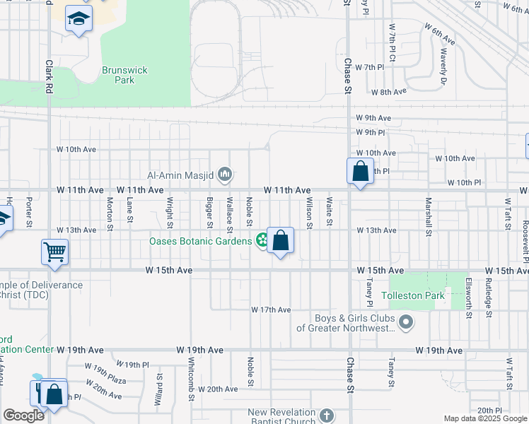 map of restaurants, bars, coffee shops, grocery stores, and more near 1142 Hendricks Street in Gary