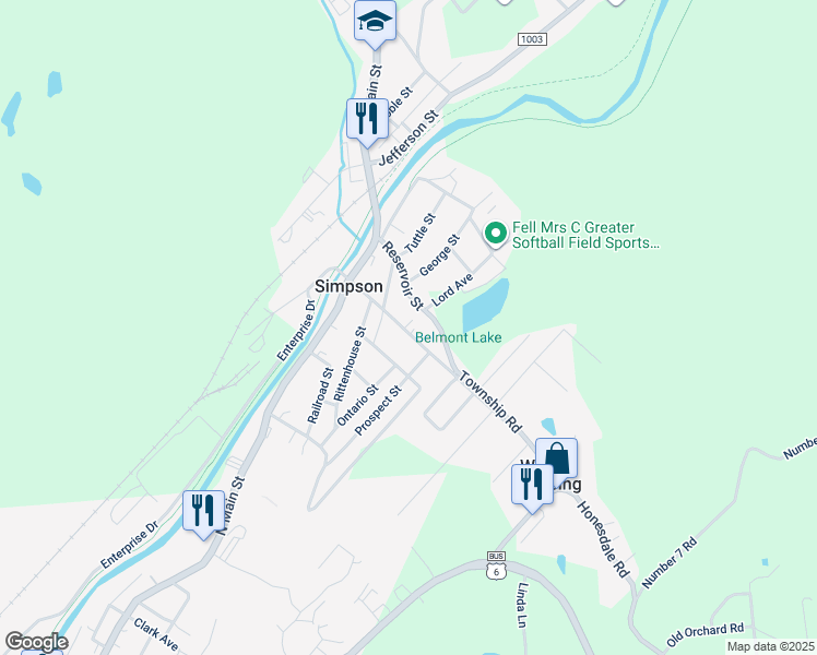 map of restaurants, bars, coffee shops, grocery stores, and more near 124 Morse Avenue in Simpson
