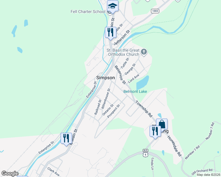 map of restaurants, bars, coffee shops, grocery stores, and more near 17 Rittenhouse Street in Simpson