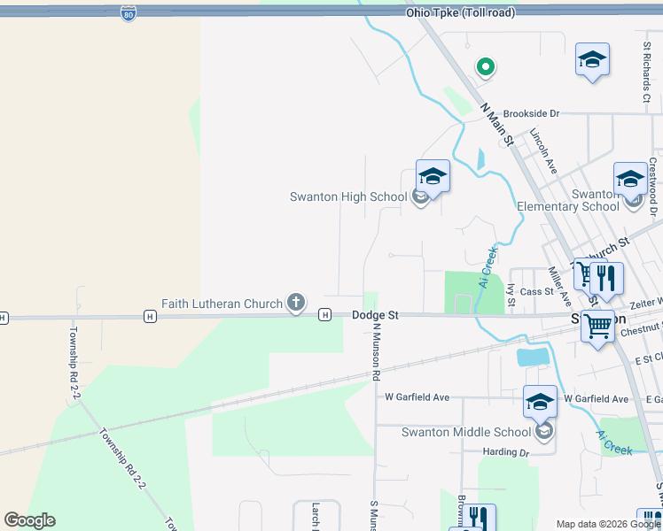 map of restaurants, bars, coffee shops, grocery stores, and more near 107 Peachtree Lane in Swanton