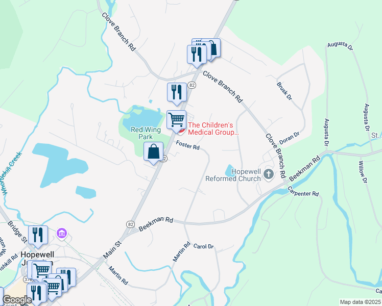 map of restaurants, bars, coffee shops, grocery stores, and more near 43 Foster Rd in Hopewell Junction