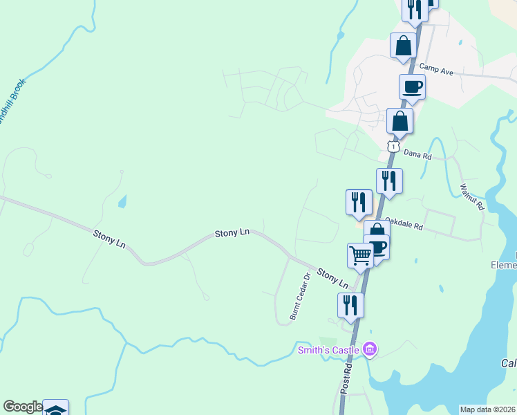 map of restaurants, bars, coffee shops, grocery stores, and more near 181 Stony Lane in North Kingstown