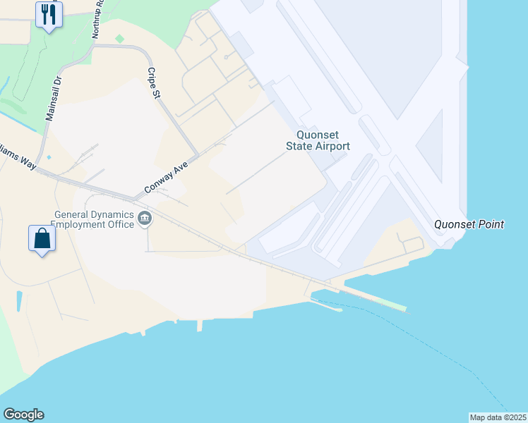 map of restaurants, bars, coffee shops, grocery stores, and more near 165 Dillabur Avenue in North Kingstown