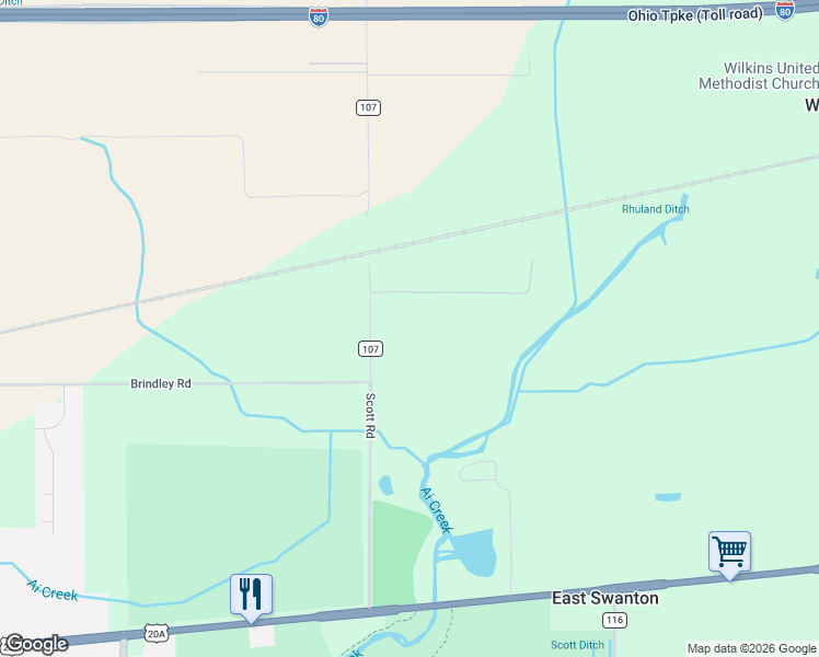 map of restaurants, bars, coffee shops, grocery stores, and more near 2697 Scott Road in Swanton