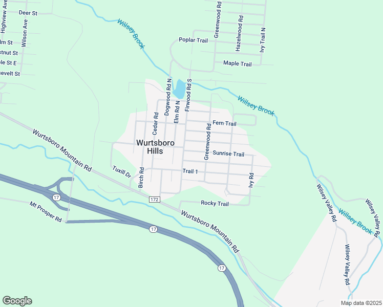 map of restaurants, bars, coffee shops, grocery stores, and more near 76 Longview Trail in Wurtsboro