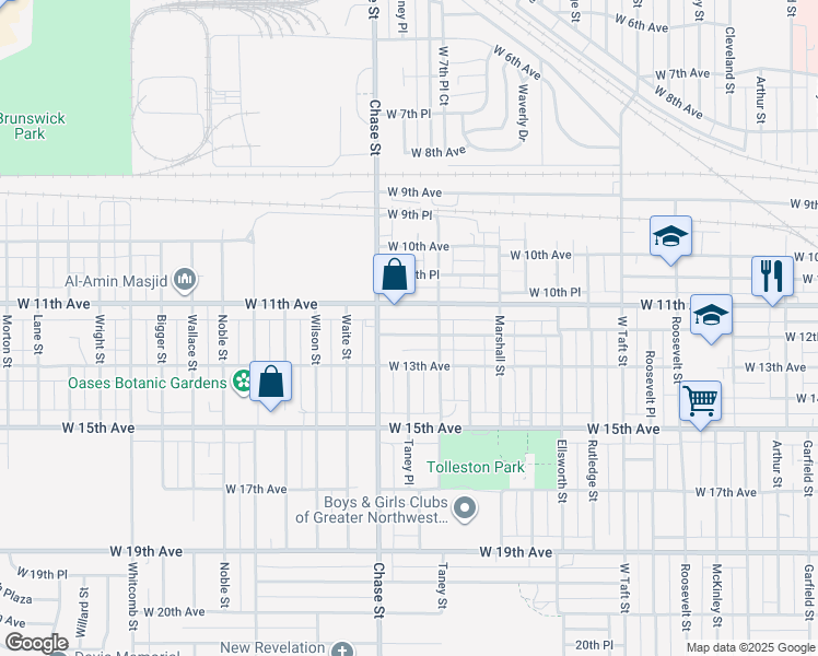 map of restaurants, bars, coffee shops, grocery stores, and more near 2965 West 12th Avenue in Gary