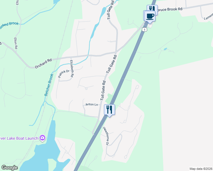 map of restaurants, bars, coffee shops, grocery stores, and more near 537 Toll Gate Road in Berlin