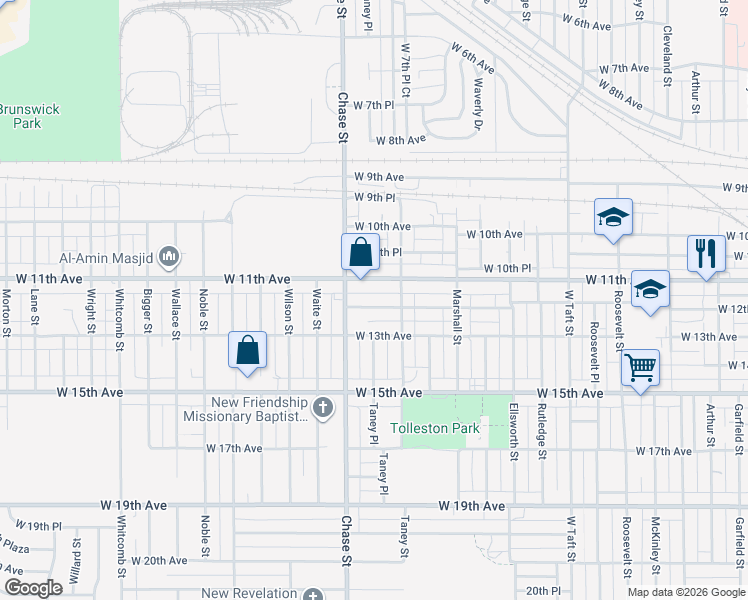map of restaurants, bars, coffee shops, grocery stores, and more near 2944 West 12th Avenue in Gary