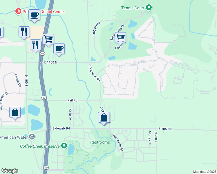 map of restaurants, bars, coffee shops, grocery stores, and more near Kilarney Road in Chesterton