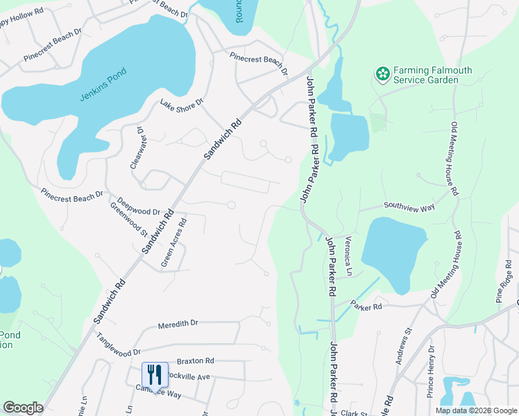 map of restaurants, bars, coffee shops, grocery stores, and more near 33 Harris Hill Road in Falmouth