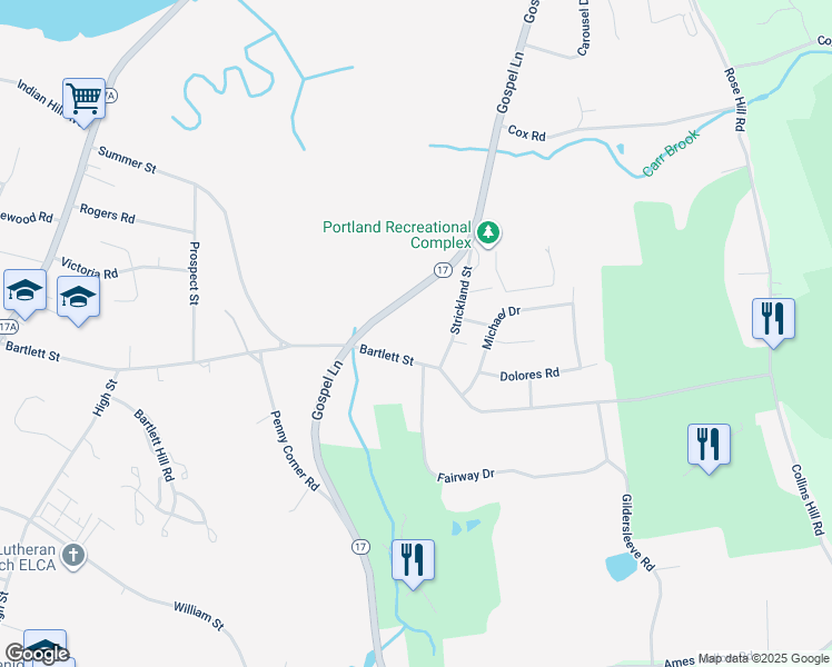 map of restaurants, bars, coffee shops, grocery stores, and more near 124 Bartlett Street in Portland