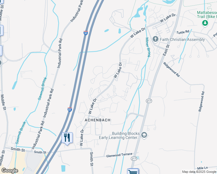map of restaurants, bars, coffee shops, grocery stores, and more near 14 Forest Glen Circle in Middletown