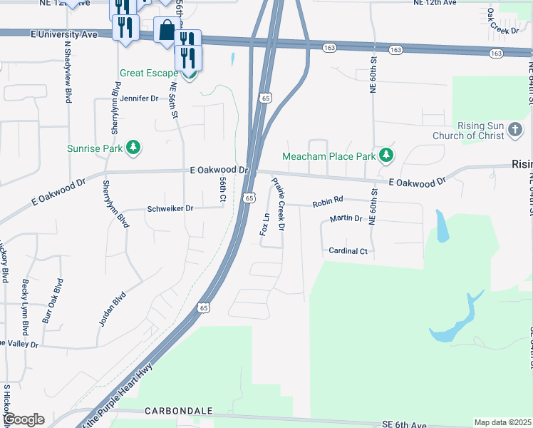map of restaurants, bars, coffee shops, grocery stores, and more near 353 Fox Lane in Pleasant Hill