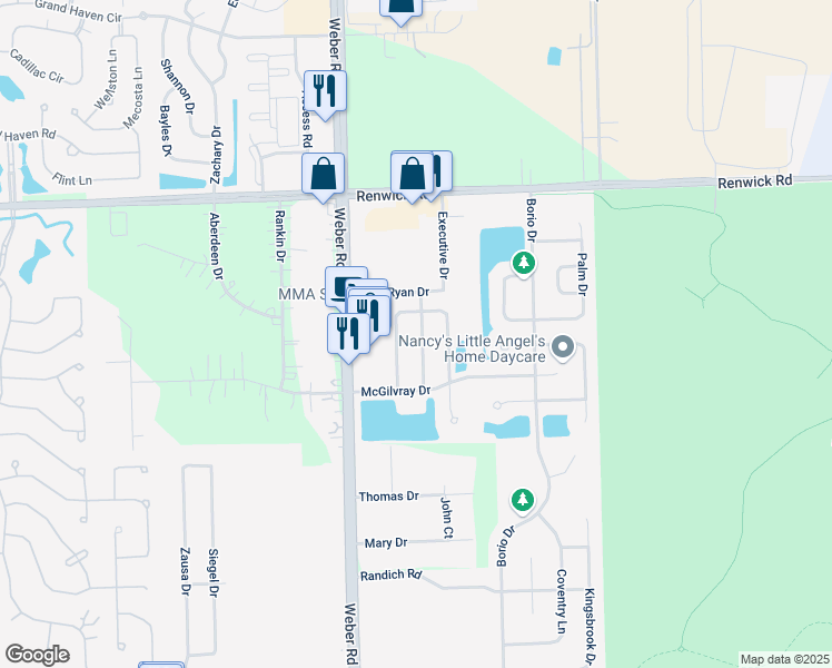 map of restaurants, bars, coffee shops, grocery stores, and more near 16143 Huron Street in Crest Hill
