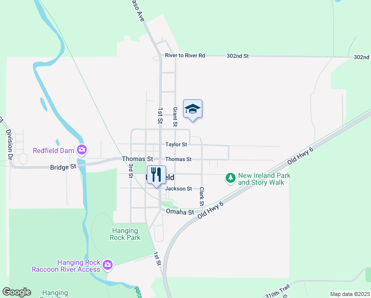 map of restaurants, bars, coffee shops, grocery stores, and more near 1009 Edwards Street in Redfield