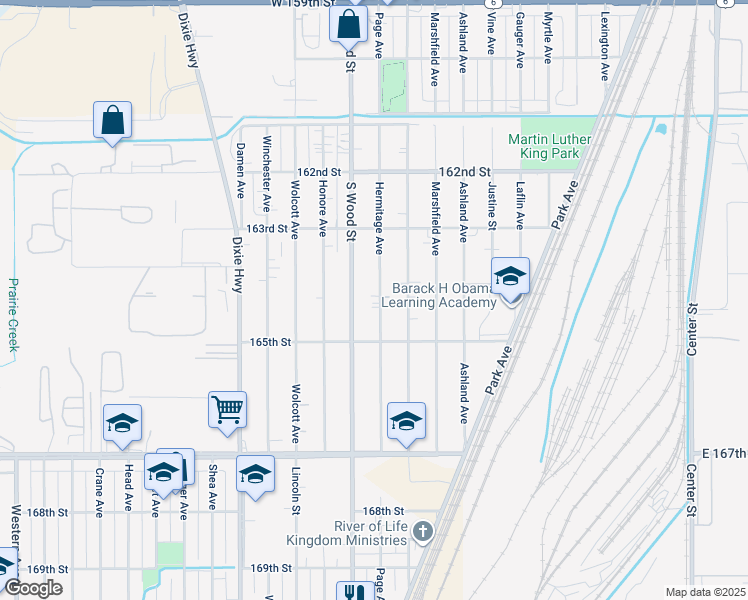 map of restaurants, bars, coffee shops, grocery stores, and more near 16418 Hermitage Avenue in Markham