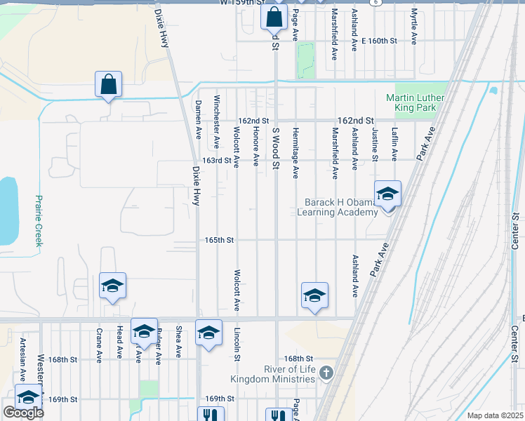 map of restaurants, bars, coffee shops, grocery stores, and more near 16353 Honore Avenue in Markham