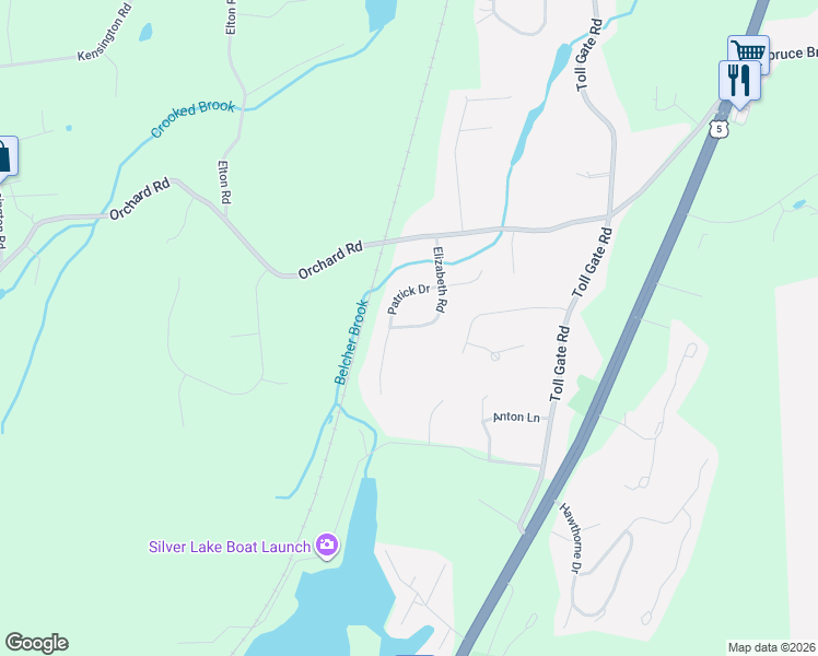 map of restaurants, bars, coffee shops, grocery stores, and more near 66 Patrick Drive in Berlin