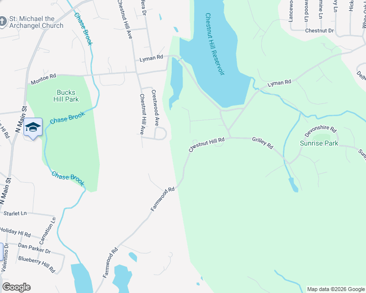 map of restaurants, bars, coffee shops, grocery stores, and more near 57 Chestnut Hill Road in Wolcott