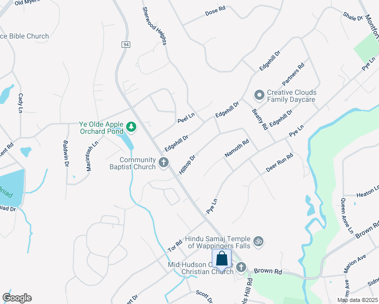 map of restaurants, bars, coffee shops, grocery stores, and more near 8 Edgehill Drive in Wappingers Falls