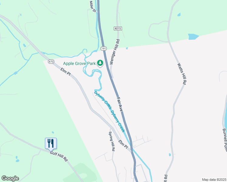 map of restaurants, bars, coffee shops, grocery stores, and more near 1854 Fair Ave in Honesdale