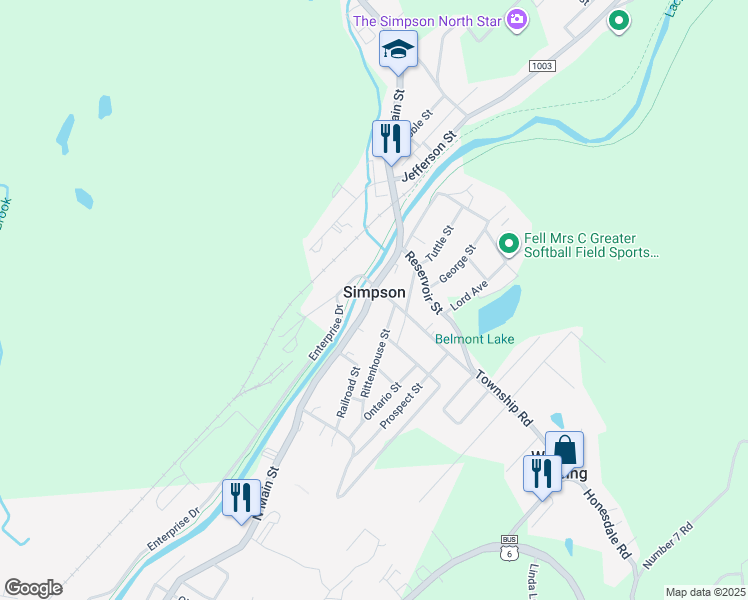 map of restaurants, bars, coffee shops, grocery stores, and more near in Simpson