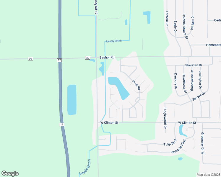 map of restaurants, bars, coffee shops, grocery stores, and more near 403 Post Road in Goshen
