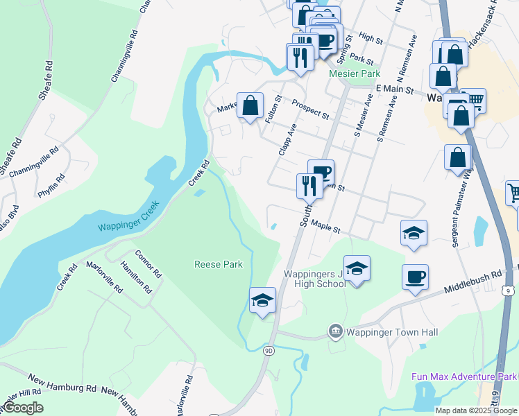 map of restaurants, bars, coffee shops, grocery stores, and more near 68 Carmine Drive in Wappingers Falls