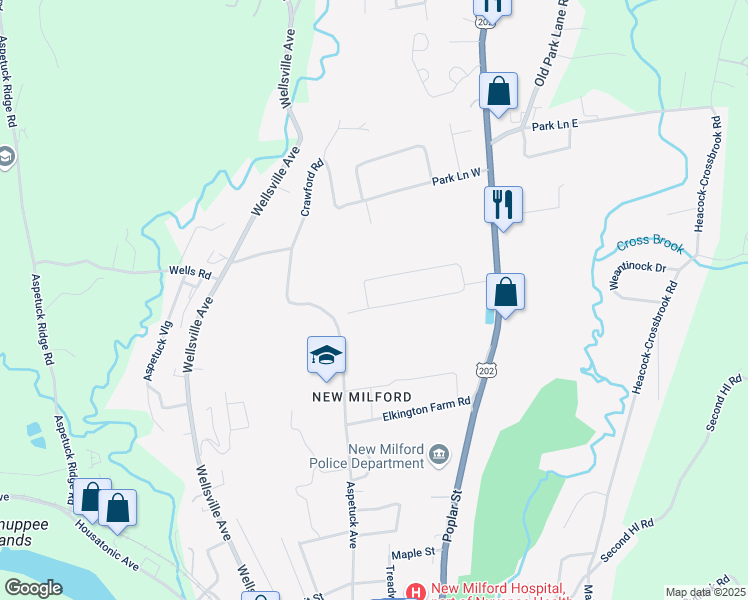 map of restaurants, bars, coffee shops, grocery stores, and more near 38 Taylor Terrace in New Milford