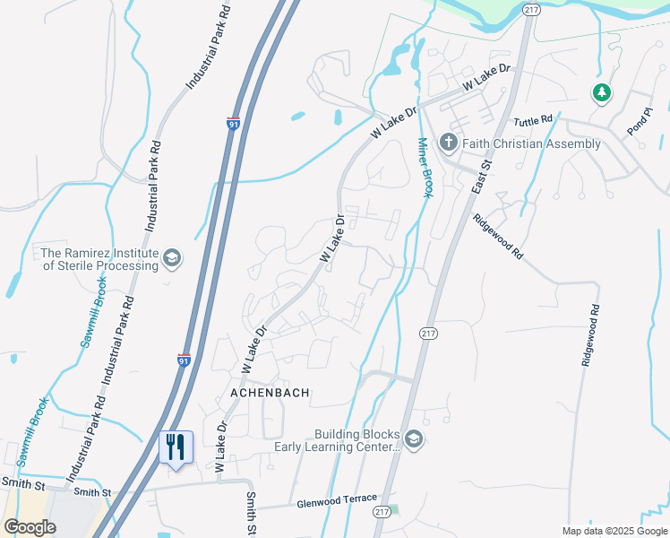 map of restaurants, bars, coffee shops, grocery stores, and more near 33 Town Colony Drive in Middletown