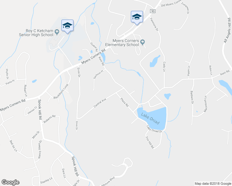 map of restaurants, bars, coffee shops, grocery stores, and more near Central Avenue & Plaza Road in Wappingers Falls
