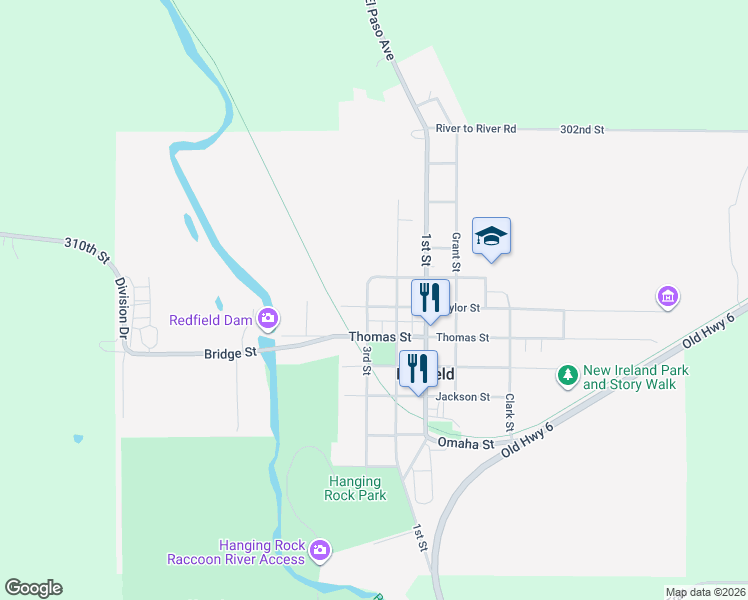 map of restaurants, bars, coffee shops, grocery stores, and more near 1003 Taylor Street in Redfield