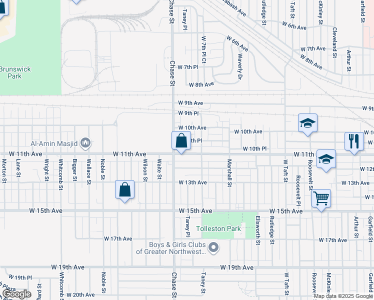 map of restaurants, bars, coffee shops, grocery stores, and more near 2967 W 10th Pl in Gary