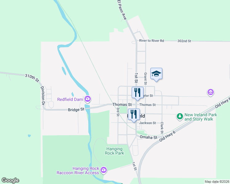 map of restaurants, bars, coffee shops, grocery stores, and more near 1003 Taylor Street in Redfield
