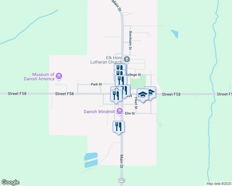 map of restaurants, bars, coffee shops, grocery stores, and more near 4211 Union Street in Elk Horn