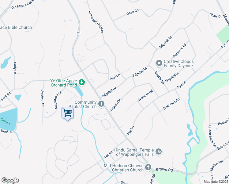 map of restaurants, bars, coffee shops, grocery stores, and more near 8 Edgehill Drive in Wappingers Falls
