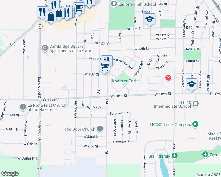 map of restaurants, bars, coffee shops, grocery stores, and more near 1700-1720 Maple Garden Dr in La Porte