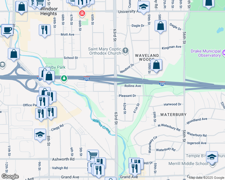 map of restaurants, bars, coffee shops, grocery stores, and more near 840 1st Street in West Des Moines