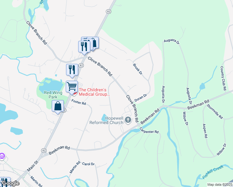 map of restaurants, bars, coffee shops, grocery stores, and more near 44 Croniser Drive in Hopewell Junction