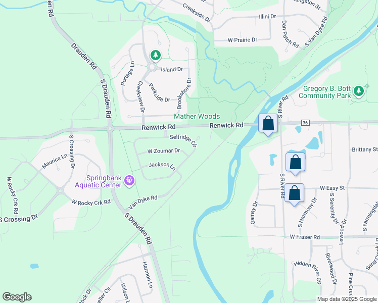 map of restaurants, bars, coffee shops, grocery stores, and more near 15925 Selfridge Circle in Plainfield