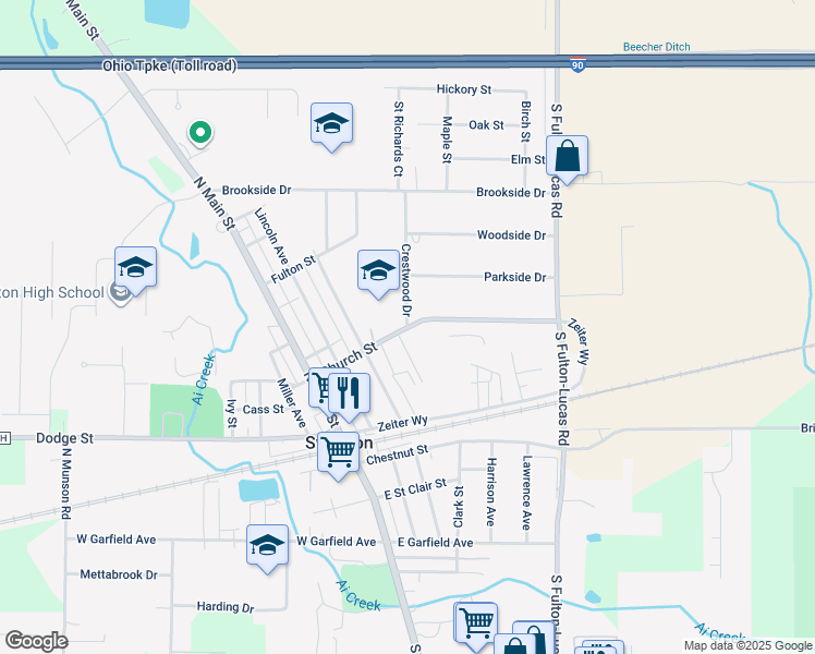 map of restaurants, bars, coffee shops, grocery stores, and more near 101 Crestwood Drive in Swanton