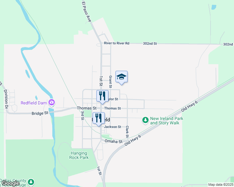map of restaurants, bars, coffee shops, grocery stores, and more near 1009 Edwards Street in Redfield