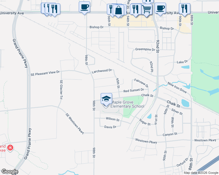 map of restaurants, bars, coffee shops, grocery stores, and more near 9624 Cedarwood Drive in West Des Moines