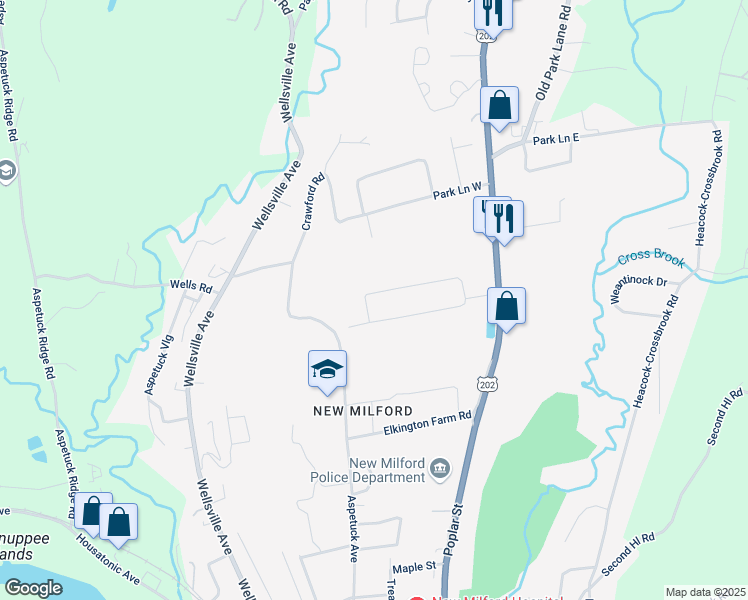 map of restaurants, bars, coffee shops, grocery stores, and more near 38 Taylor Terrace in New Milford