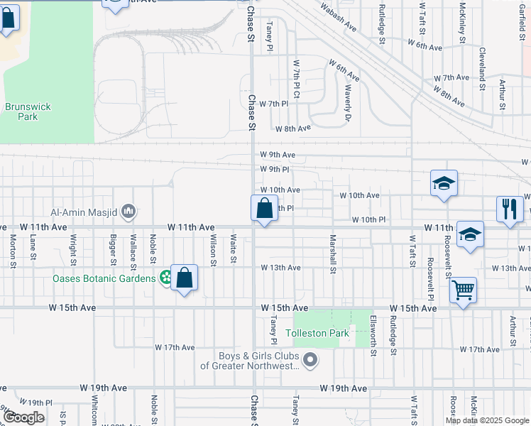 map of restaurants, bars, coffee shops, grocery stores, and more near 2967 W 10th Pl in Gary