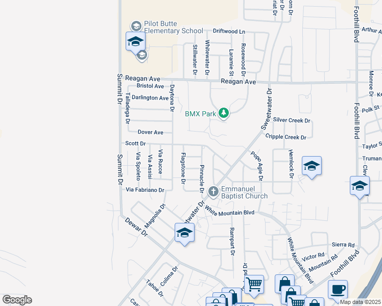 map of restaurants, bars, coffee shops, grocery stores, and more near 3259 Klondike Way in Rock Springs